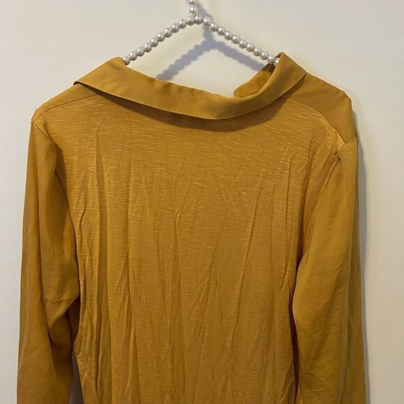 Anthropologie Dolan Left Coast Mustard Yellow Hi Lo Top Blouse Shirt Fall Small - Picture 8 of 10
